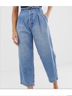 Free People Paperbag Waist Boyfriend Jeans - Light Blue